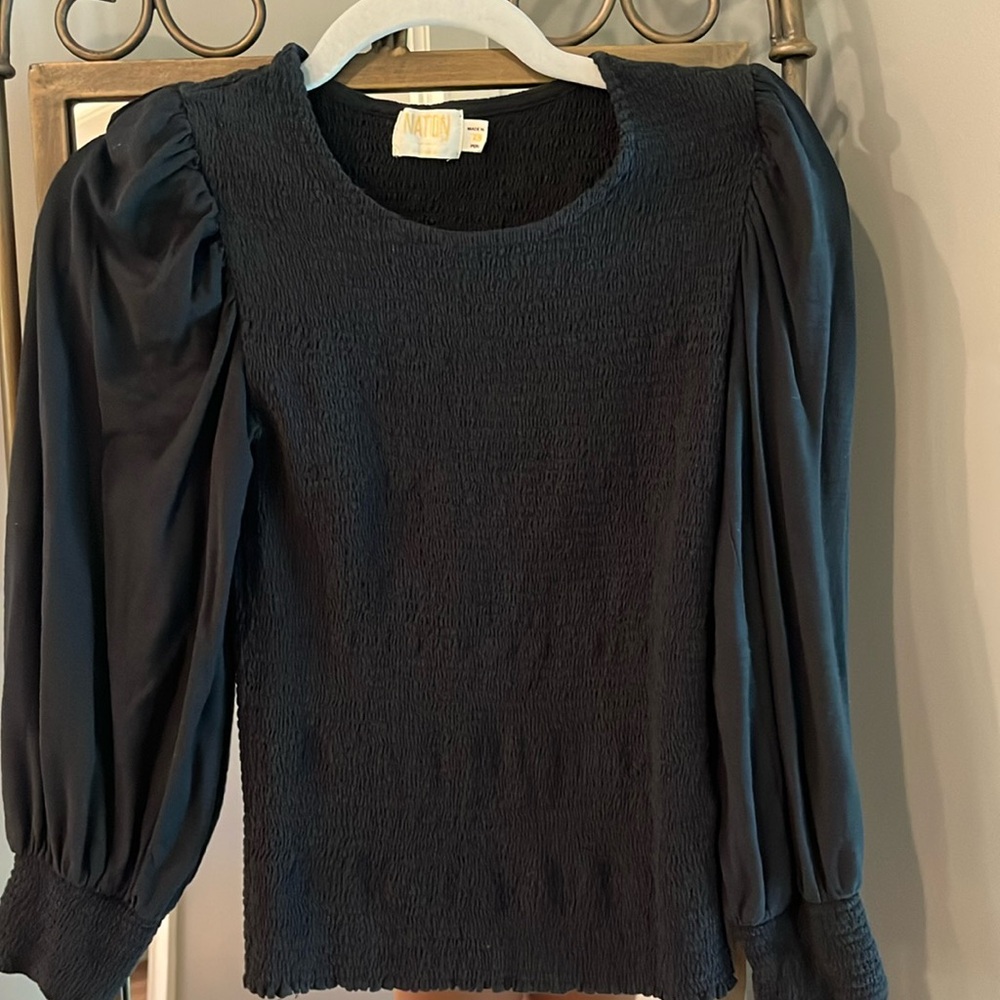 Black long sleeve fitted Pima cotton shirt